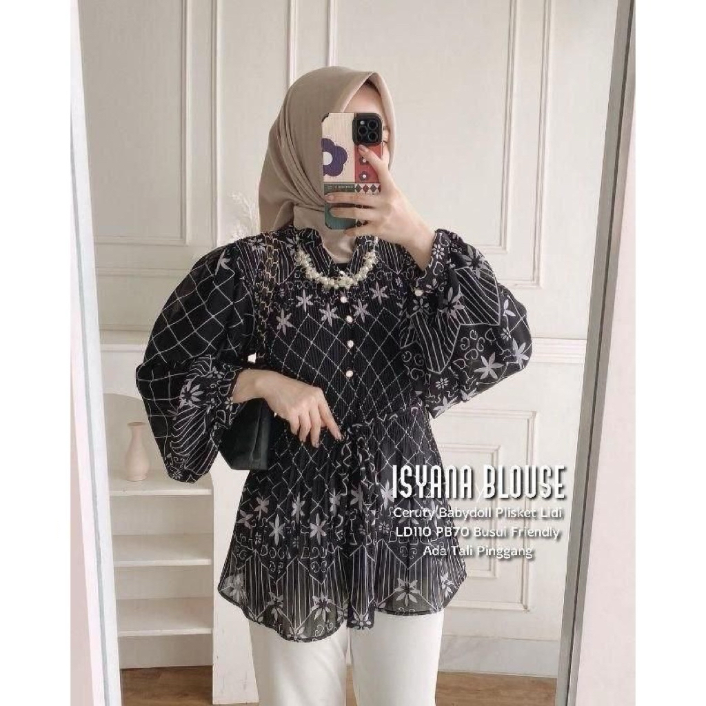 Isyana Blouse Plisket - Blouse Plisket Ceruty