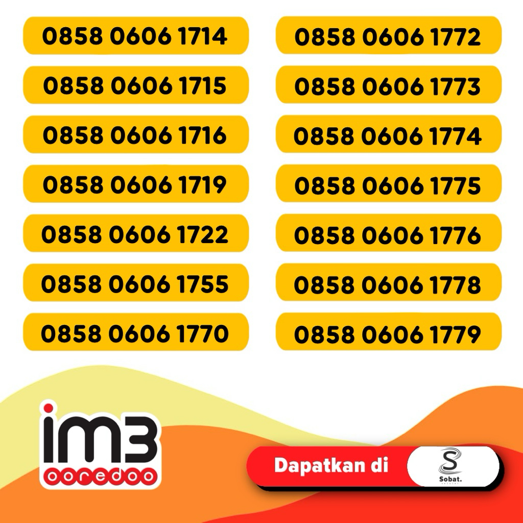 Kartu Perdana Nomor Cantik Indosat IM3 Seri 0606