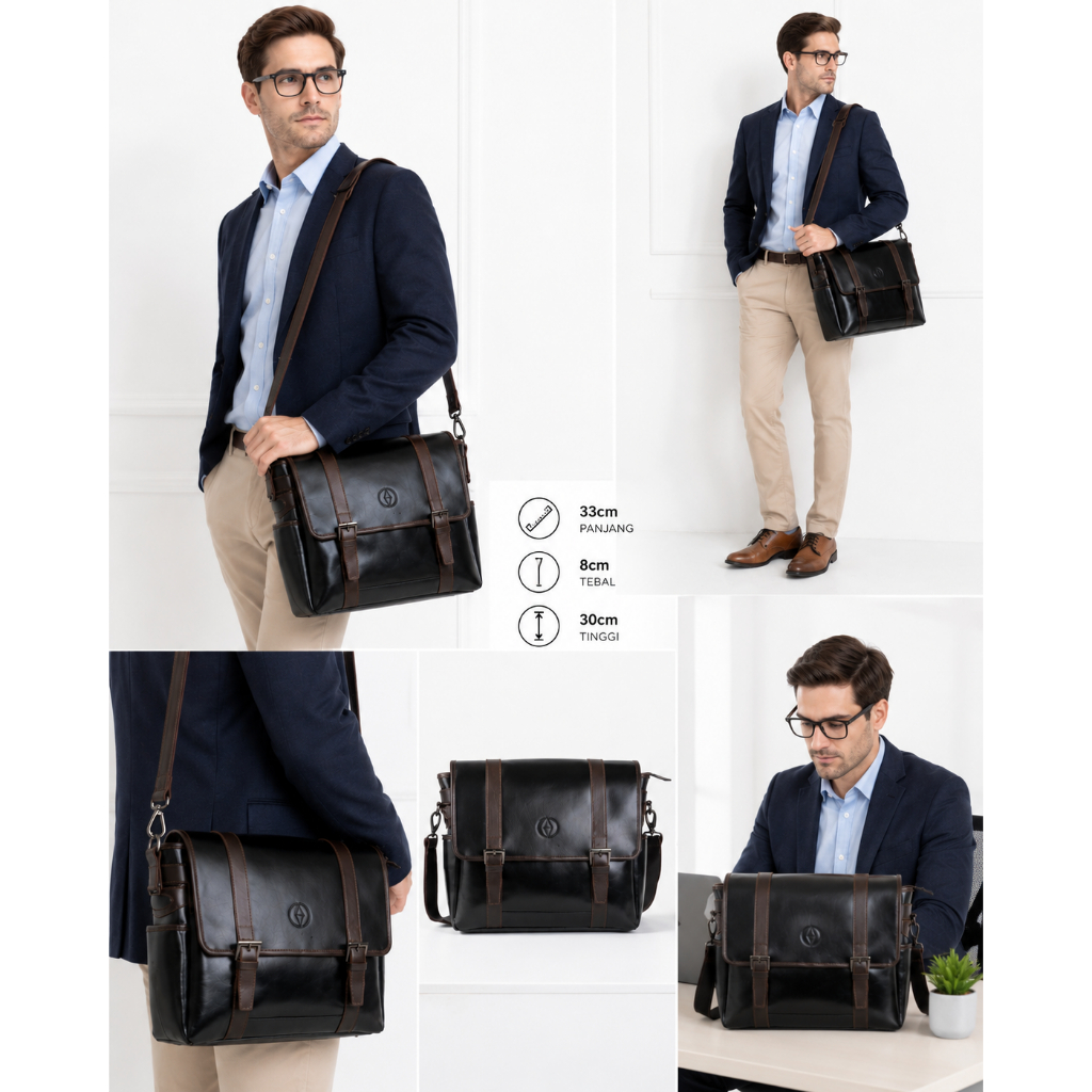 Tas Kulit Laptop Postman Bag Selempang Pria Kulit Asli Sendy Leather THE MESSENGER