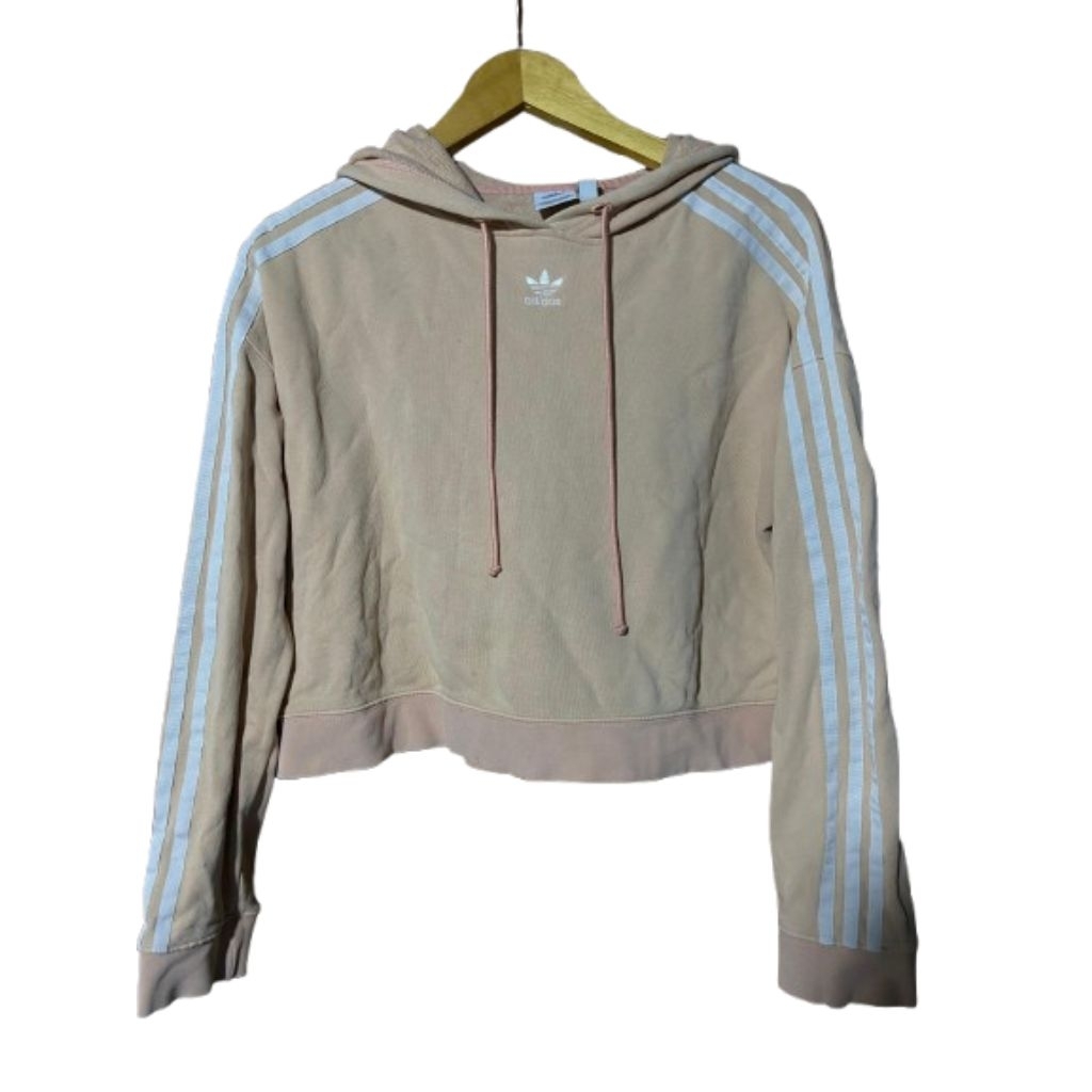 crop adidas logo center sweater wanita casual