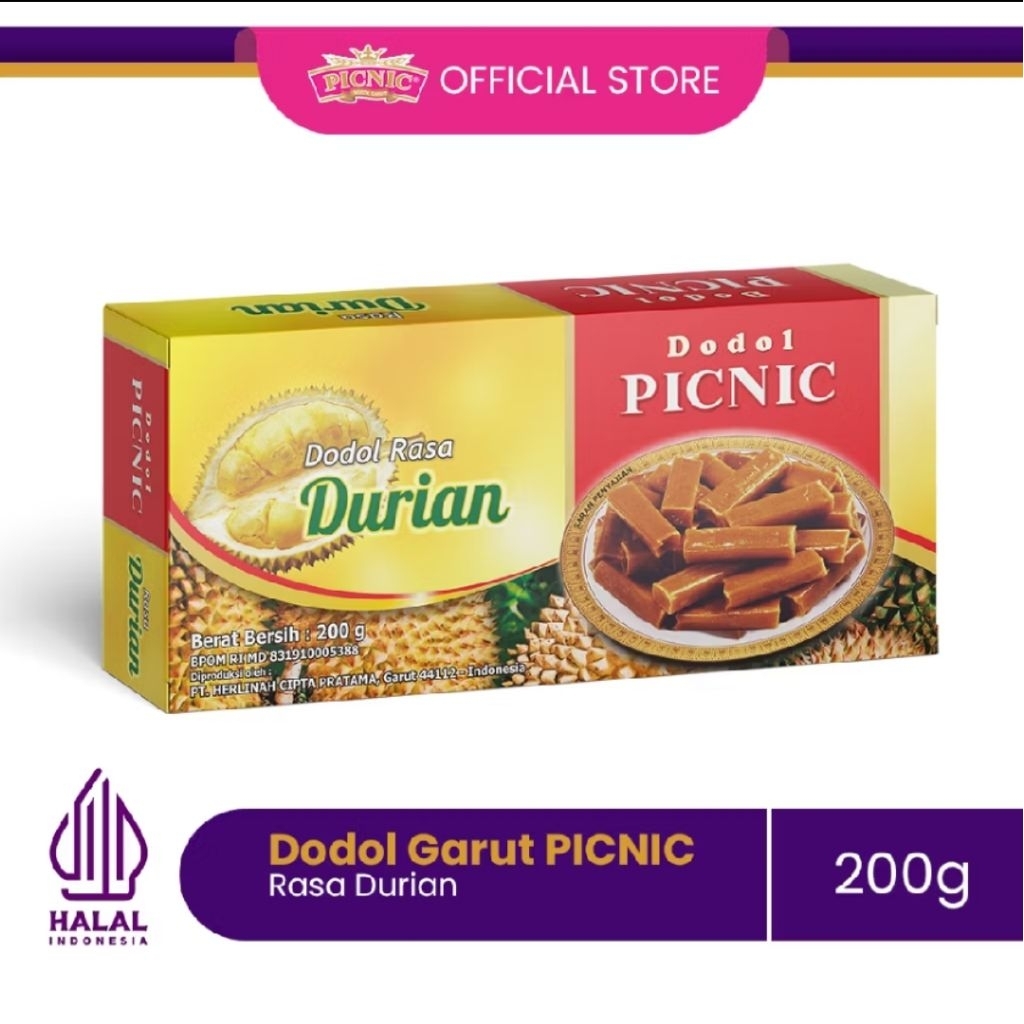 Dodol Picnic Garut Rasa Durian Wijen Coklat 200g