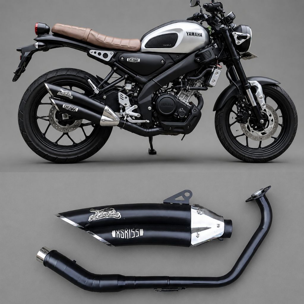 knalpot custom yamaha xsr 155 type silincer lengkung double muffler-knalpot yamaha xsr155