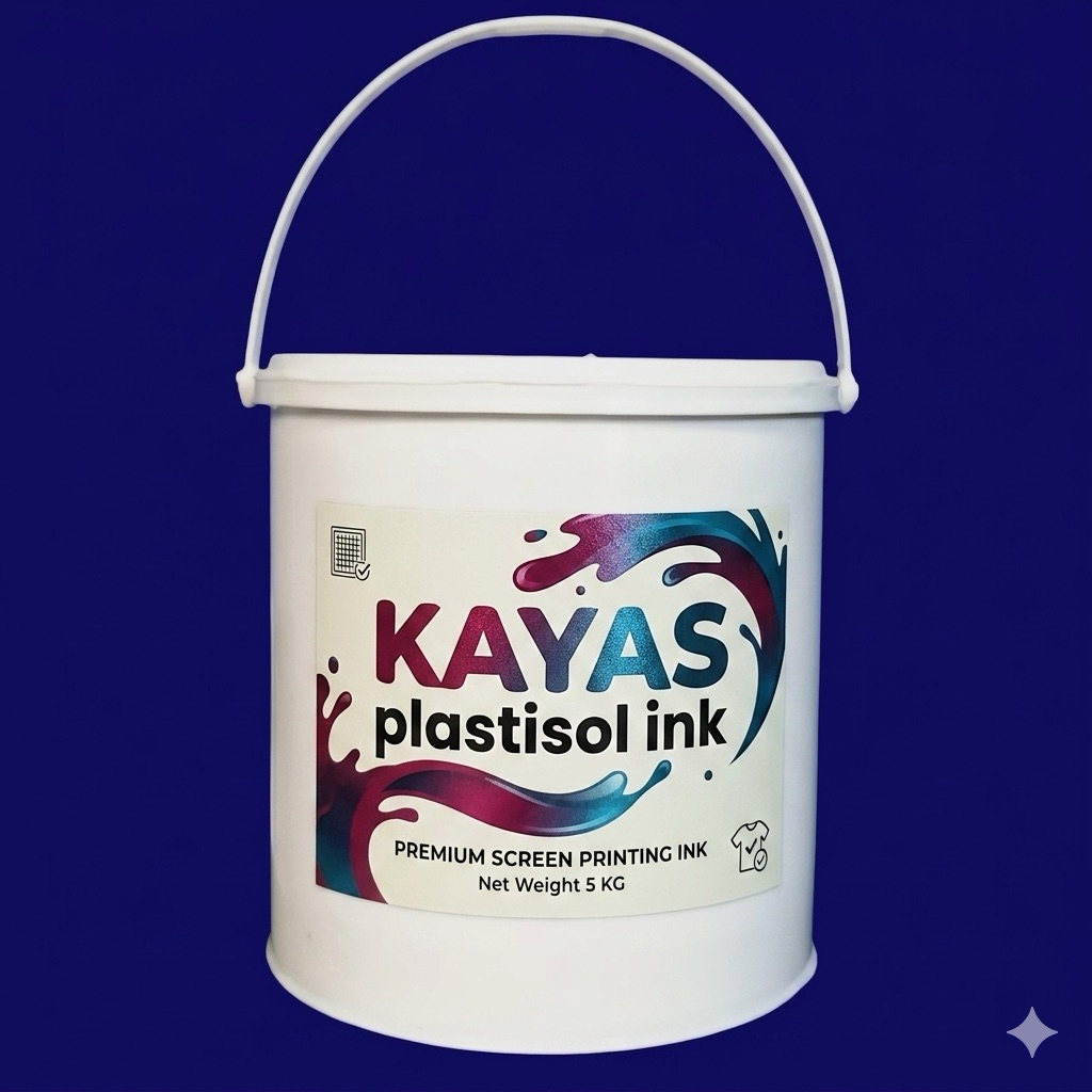 Tinta cat Sablon KAYAS PLASTISOL INK Seri MVP 5Kg, Putih. Hitam. Biru. Merah. Kuning