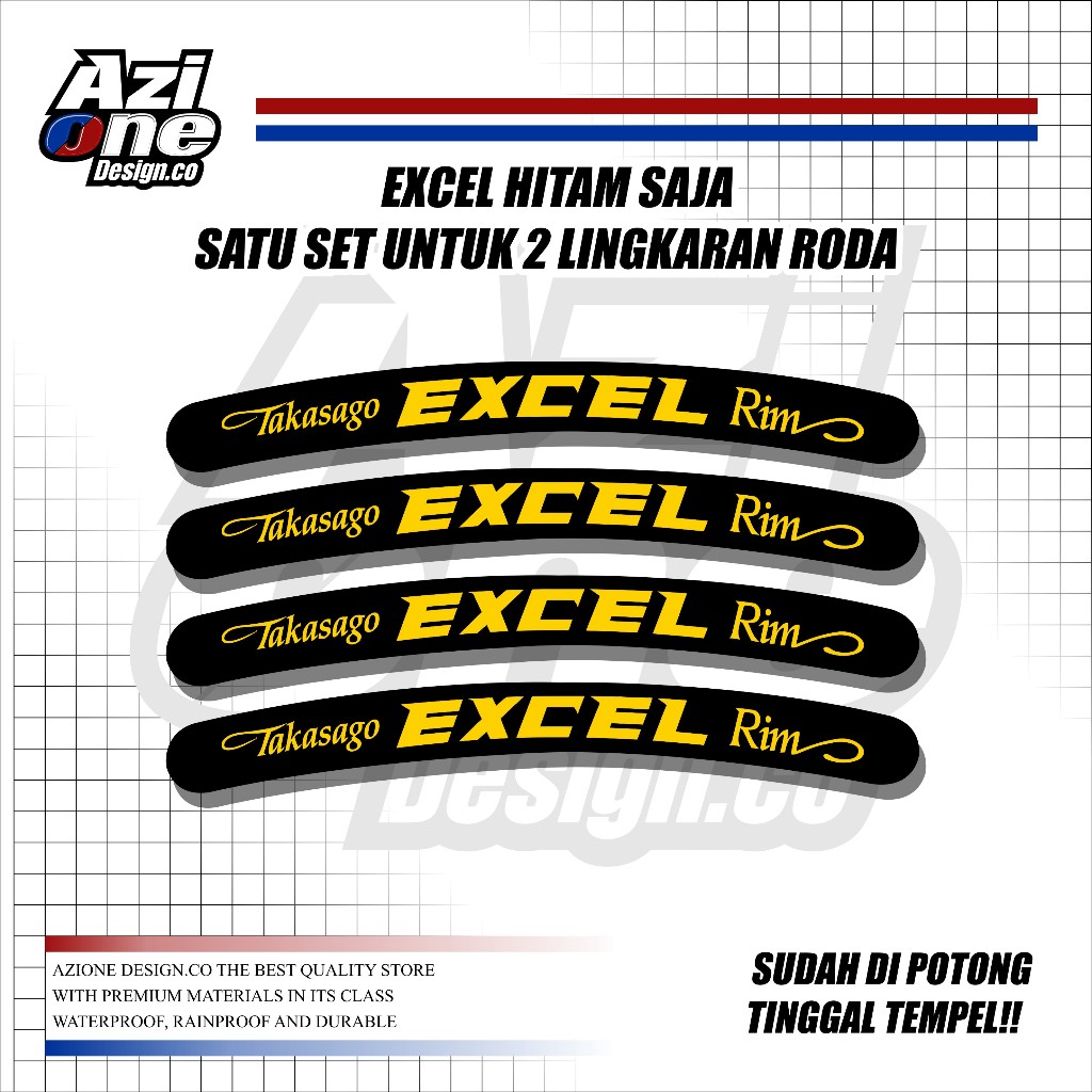 (PROMO COD) - STICKER VELG UV TAKASAGO EXCEL ASIA PRINTCUT - STIKER TINGGAL PASANG SUDAH ANTI AIR AN