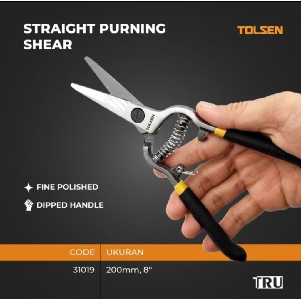 Gunting Dahan Lurus 8 INCH Tolsen/Gunting Tangkai,Bunga,Ranting,Daun 20mm 8" TOLSEN ORIGINAL 31019