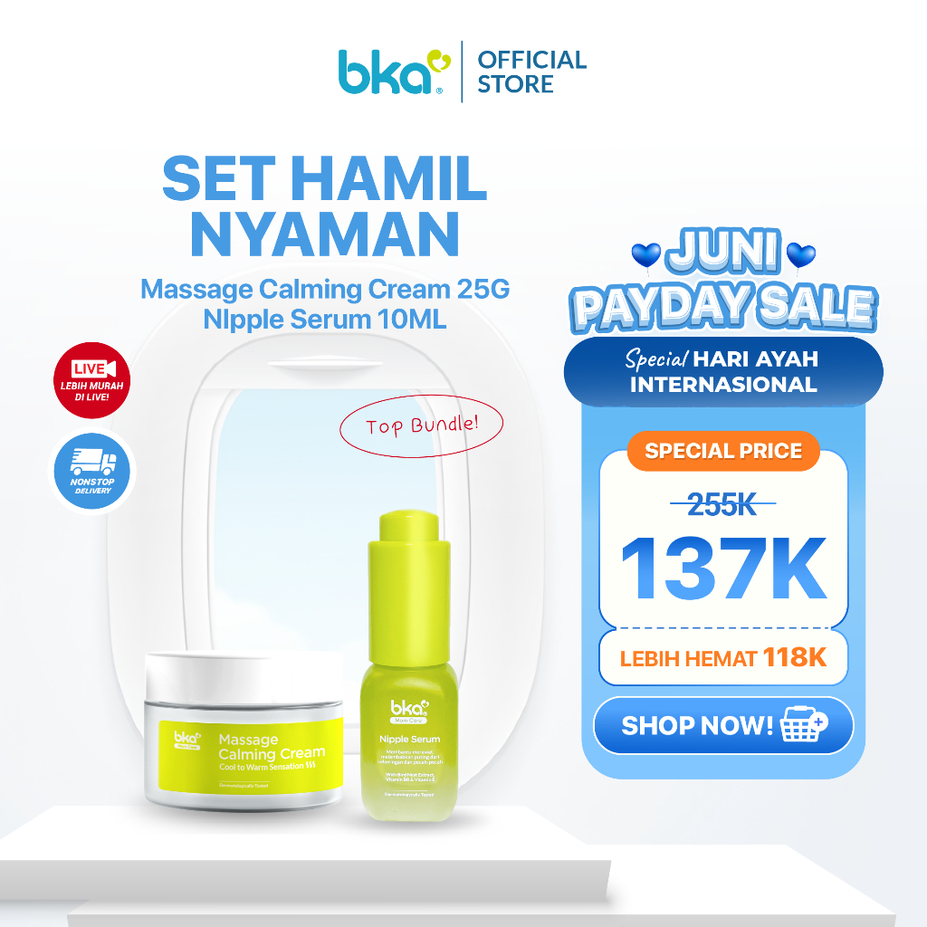 Set Hamil Nyaman - Nipple Serum 10ml & Massage Calming Cream 50gr - Serum ASI Rembes - Serum Puting 