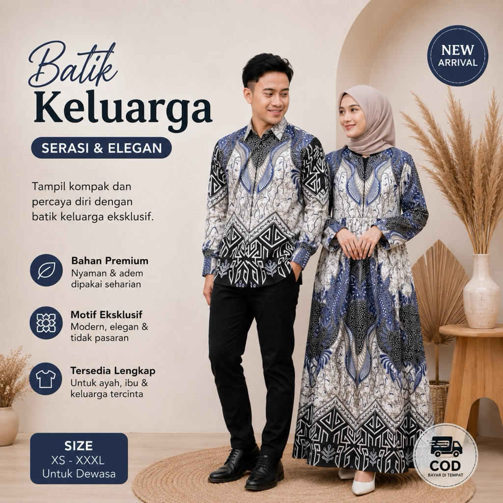 Sepasangan COUPLE baju batik model kekinian sarimbit gamis dan kemeja pria dewasa batik Baju