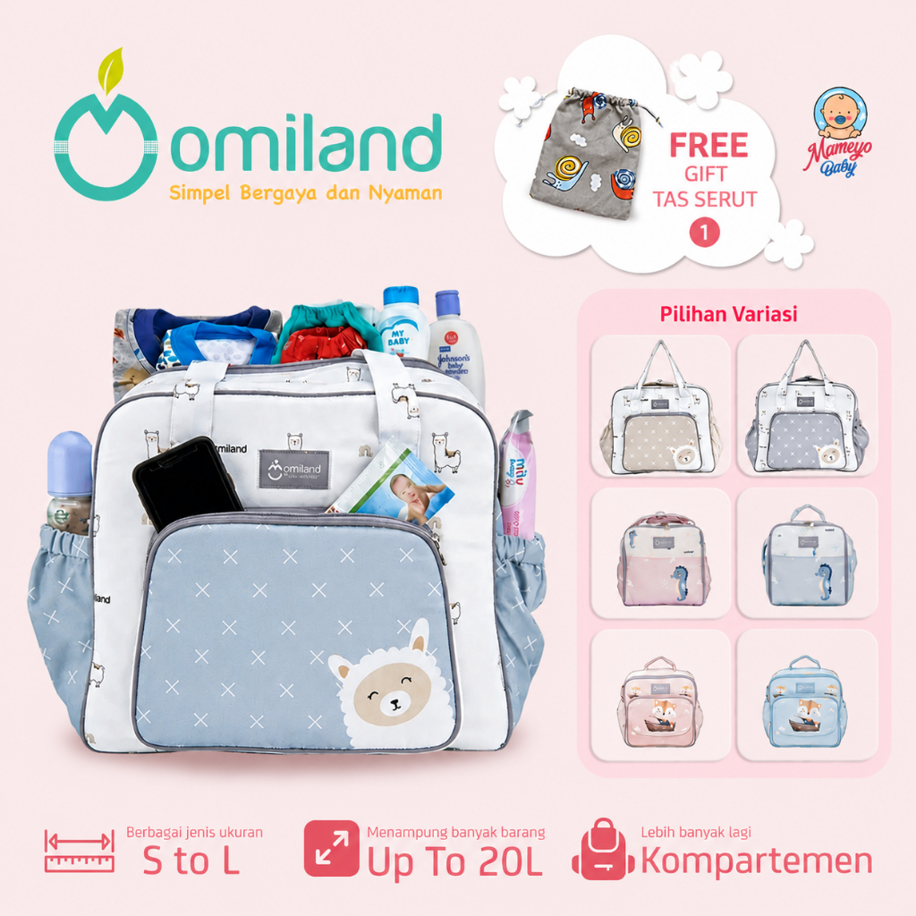 Tas Bayi Omiland Tas Multifungsi Tas Selempang Diaper Bag Besar Medium Kecil Banyak Kantong Mommy Ba