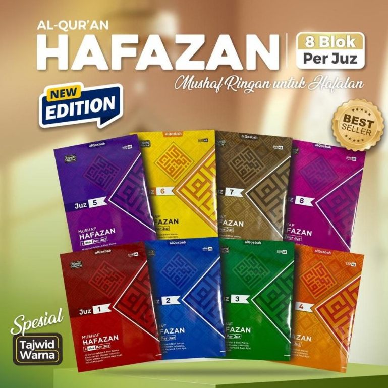 AL QURAN PER JUZ A6 SAKU COVER MIKA TRANSPARAN - AL-QUR'AN HAFAZAN 8 BLOK - Juz 1-30 Al Qosbah