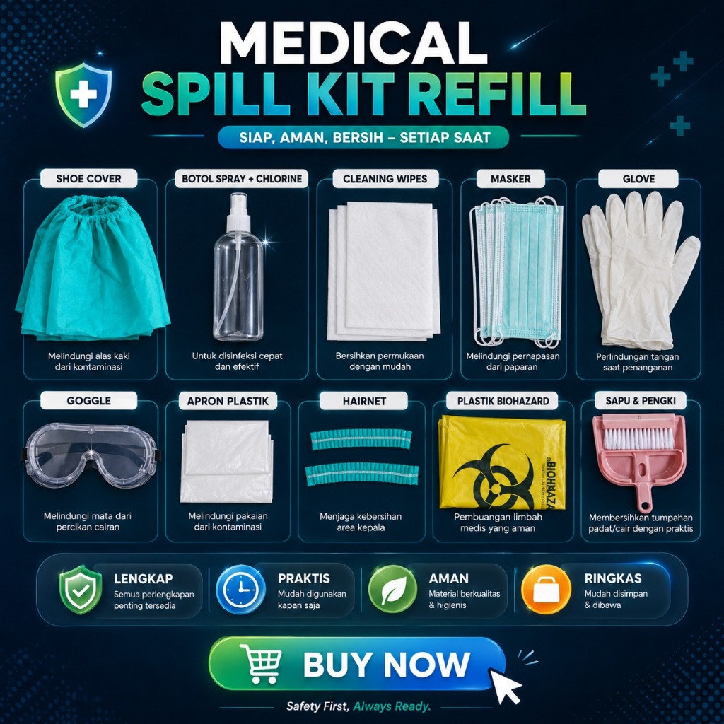 REFILL Spill Kit Infeksius Klinik Rumah Sakit SpillKit Limbah B3 Medis