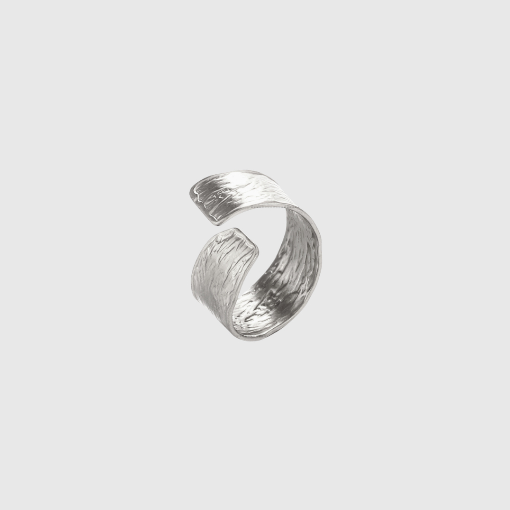 Sculpted Ring Gold / Silver Pleated - Open Ring - Cincin Anti Karat