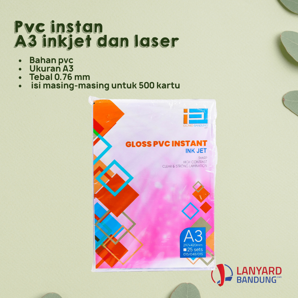 bahan kartu instan ukuran A3 print inkjet dan laser, kartu instan print dan laser a3