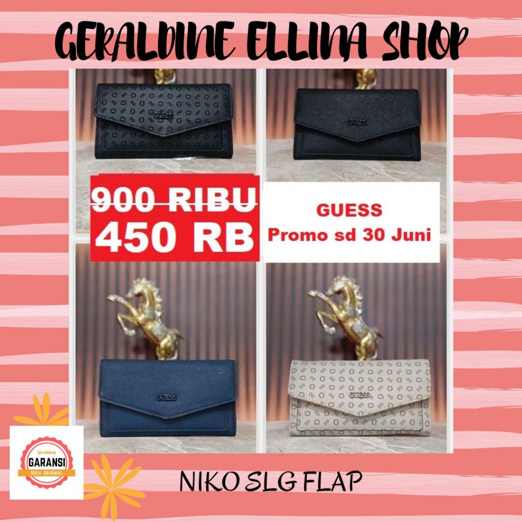 Dompet Guess wanita ORIGINAL 100% sale NIKO SLG FLAP