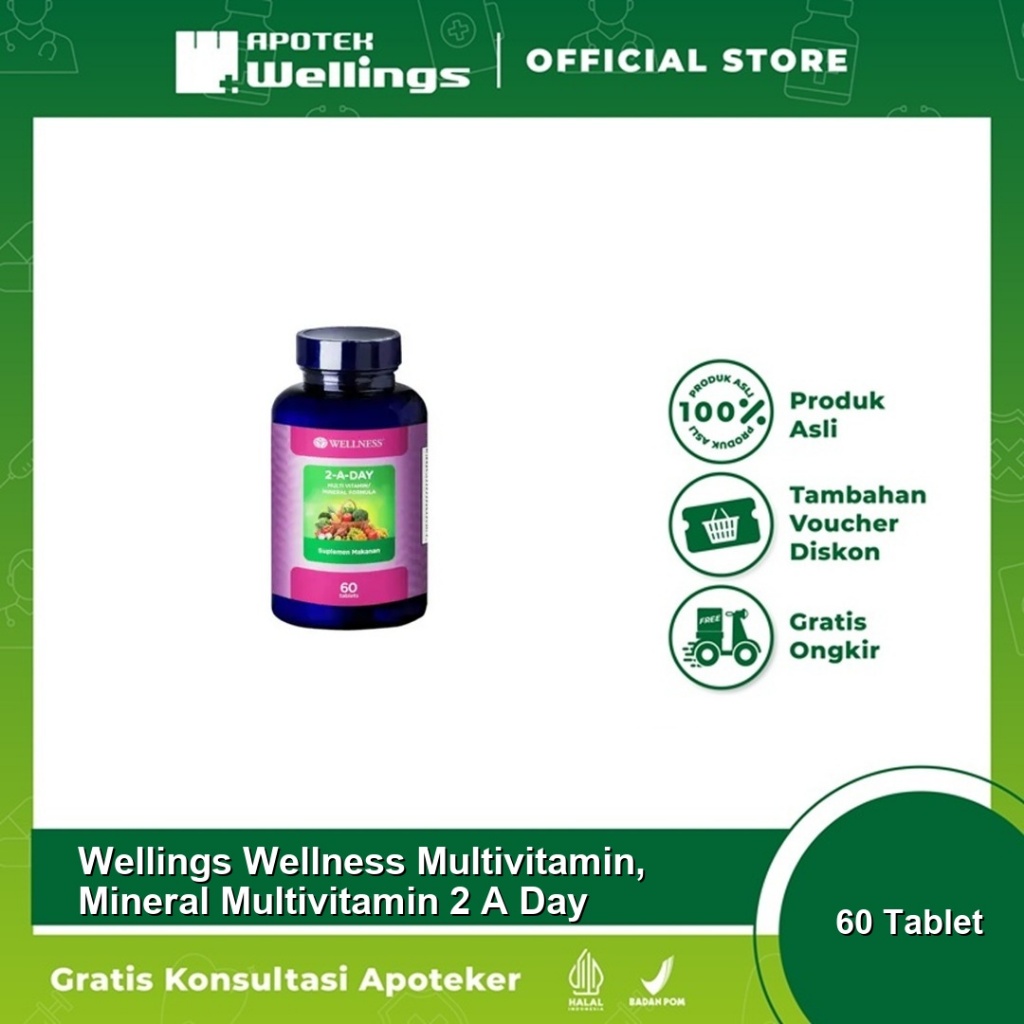 Wellings Wellness Multivitamin, Mineral Multivitamin 2 A Day 60 Tablet