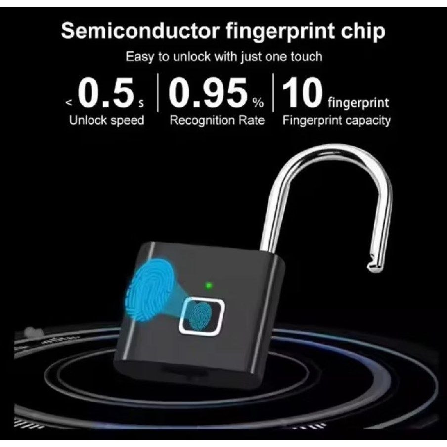 Gembok Fingerprint Konci Koper Pagar Pintu Anti Maling