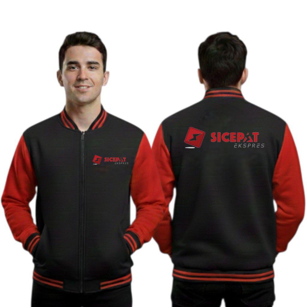 Jaket baseball Sicepat Express Unisex pria wanita terbaru katun fleece nyaman