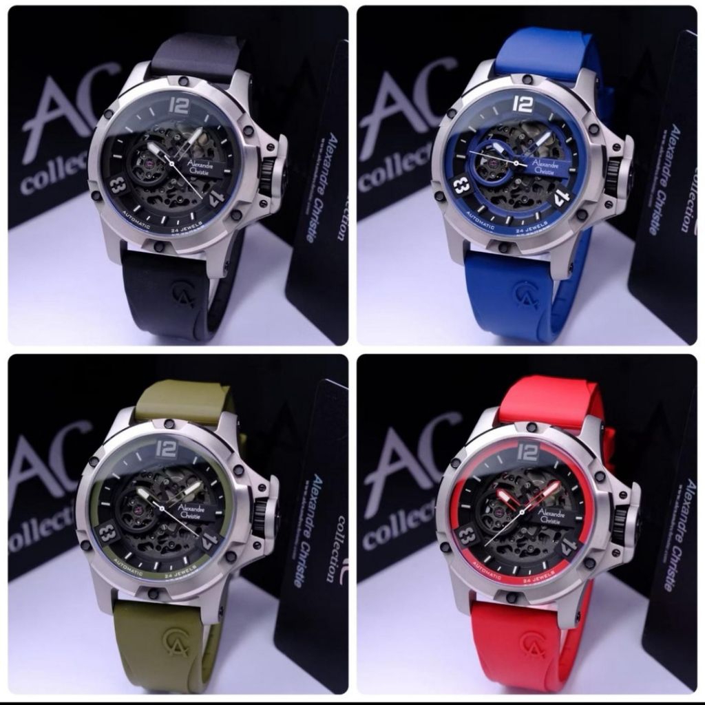 Jam Tangan Pria Alexandre Christie AC 6295 Black Rose Gold Automatic Titanium Original