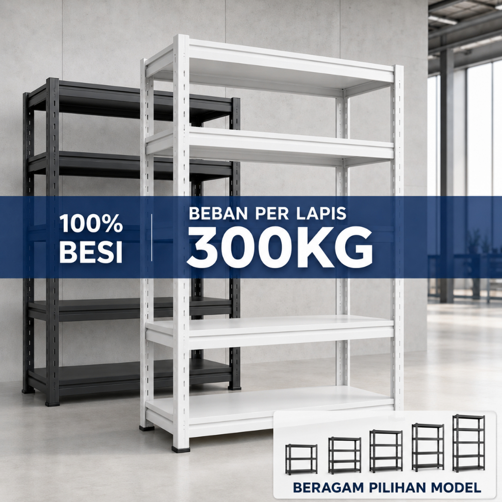 Rak Besi Siku 3/4/5 Susun Serbaguna Rak Besi 5 Susun Rak Barang Rak Gudang 120*40*200CM