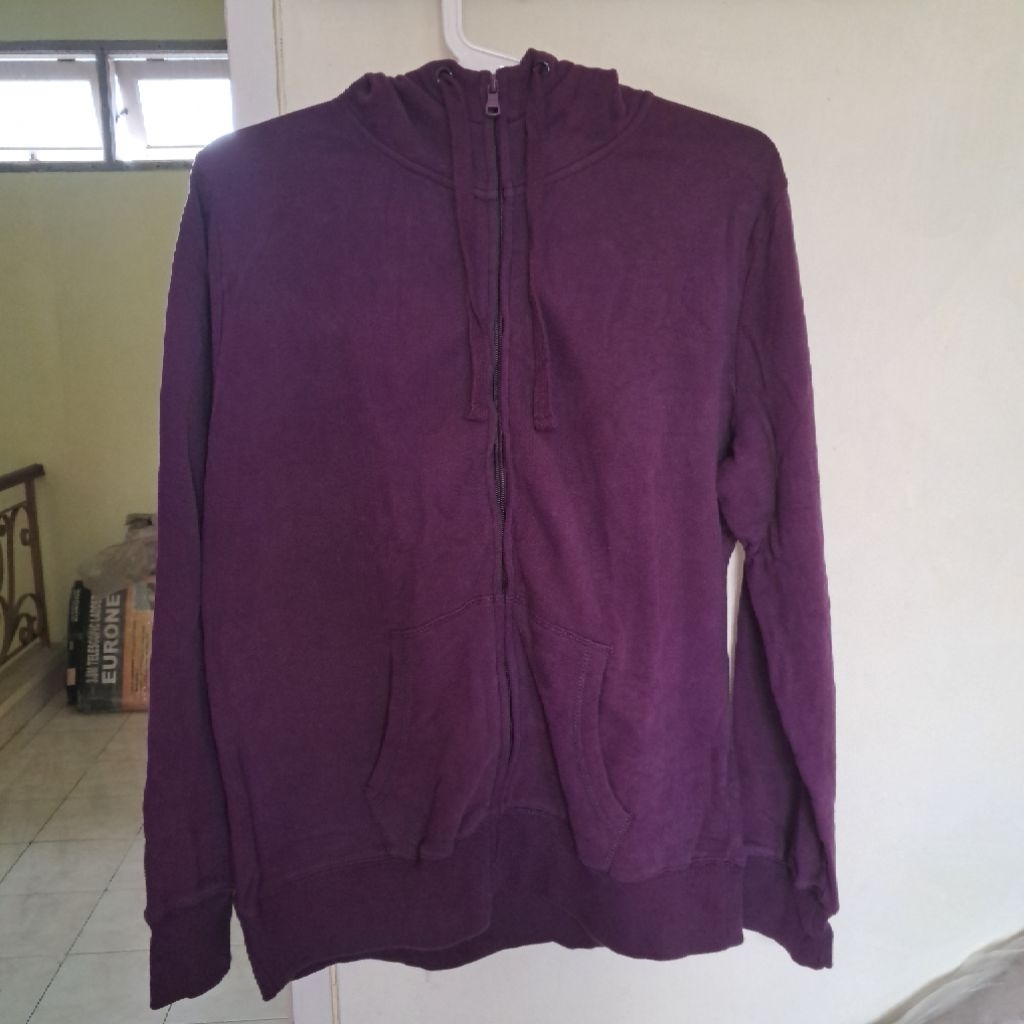Jacket Hoodie Zipper Ungu Polos tag Bossini