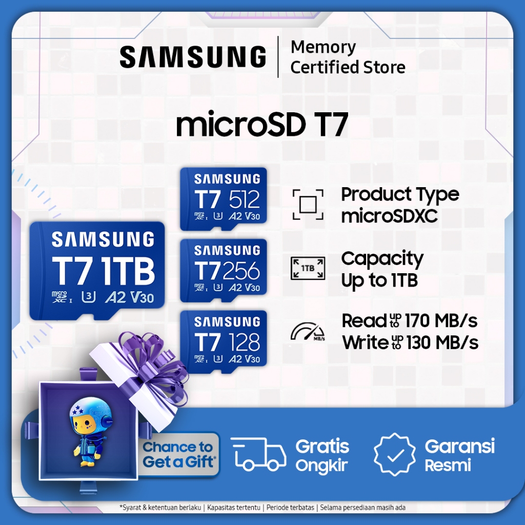 Samsung microSD T7 UHS-I - microSDXC - 128GB / 256GB / 512GB / 1TB