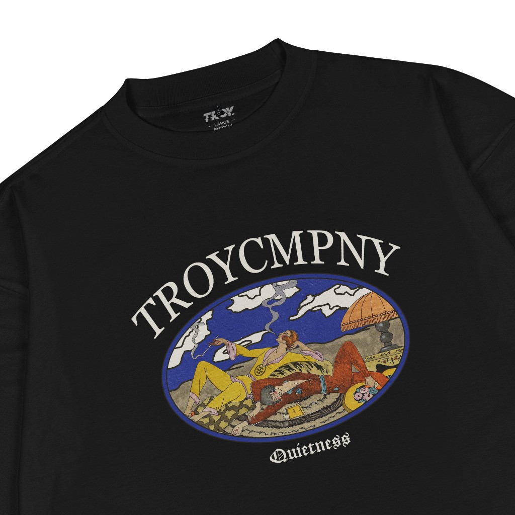 Troy Company Boxy Oversize Tshirt Black Quietness - Kaos Pria Boxy Oversize Hitam MBD 3112