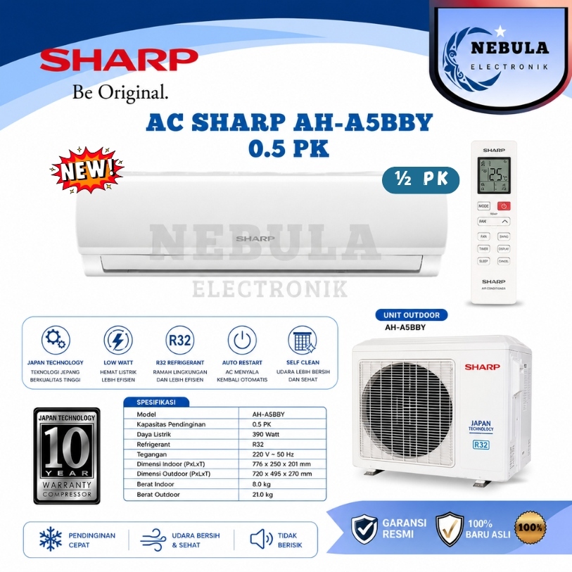 AC SHARP 1/2PK GARUDA WING AIRFLOW GARUDA SERIES / AC SHARP 0.5PK AH-A5BBY NEW SERIES