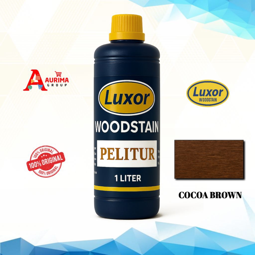 CAT KAYU WARNA COCOA BROWN POLITUR PLITUR LUXOR WOODSTAIN KAYU 1 LITER ORIGINAL