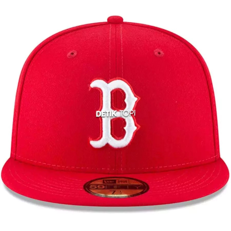 Topi Snapback Fitted Boston Red Sox Merah Bordir Build Up Caps