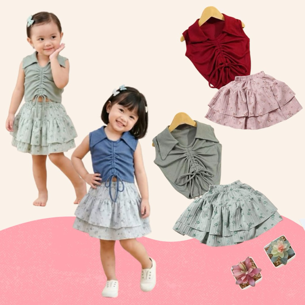oneset alika 1-5thn/setelan rok anak/set baju/ Fashion Anak