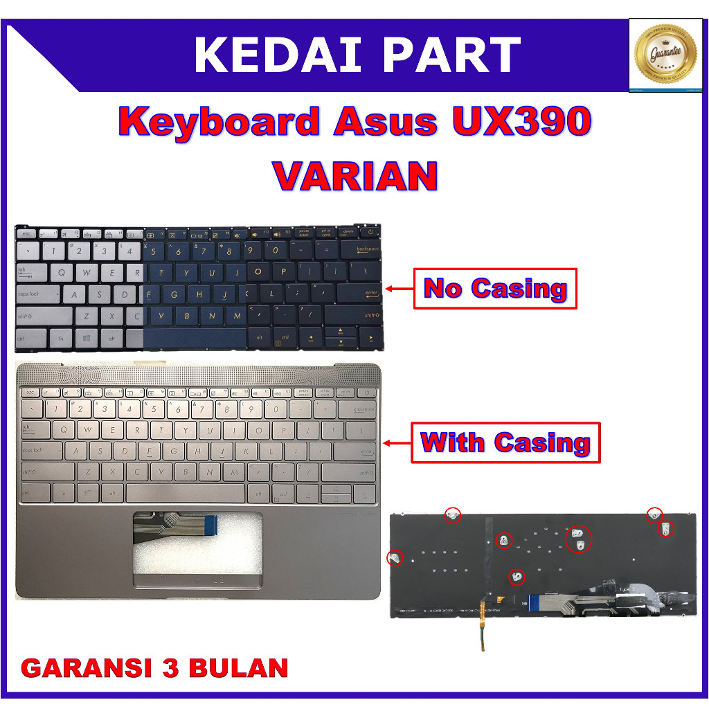 Keyboard Asus Zenbook 3 UX390 UX390u UX390CA UX390uak Silver Blue Backlight Frame Casing