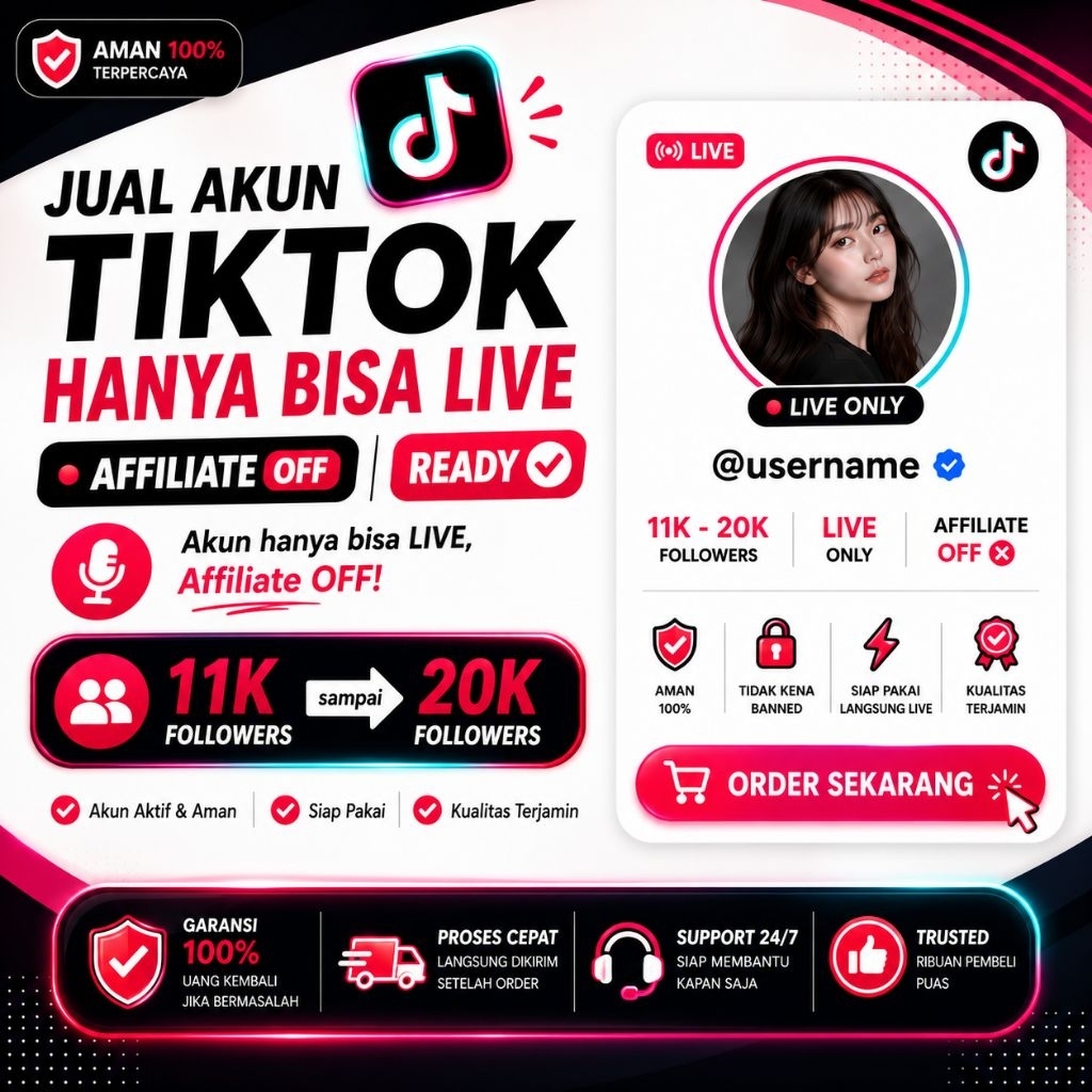 Akun TokTok LIVE 11K–20K Followers Real Permanen | Bergaransi | Fast Proses
