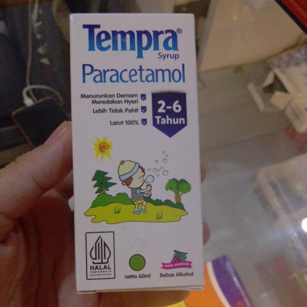 Tempra Sirup Rasa Anggur 100ml - Paracetamol 160mg/5ml, Meredakan Nyeri Ringan, Menurunkan Demam, Un