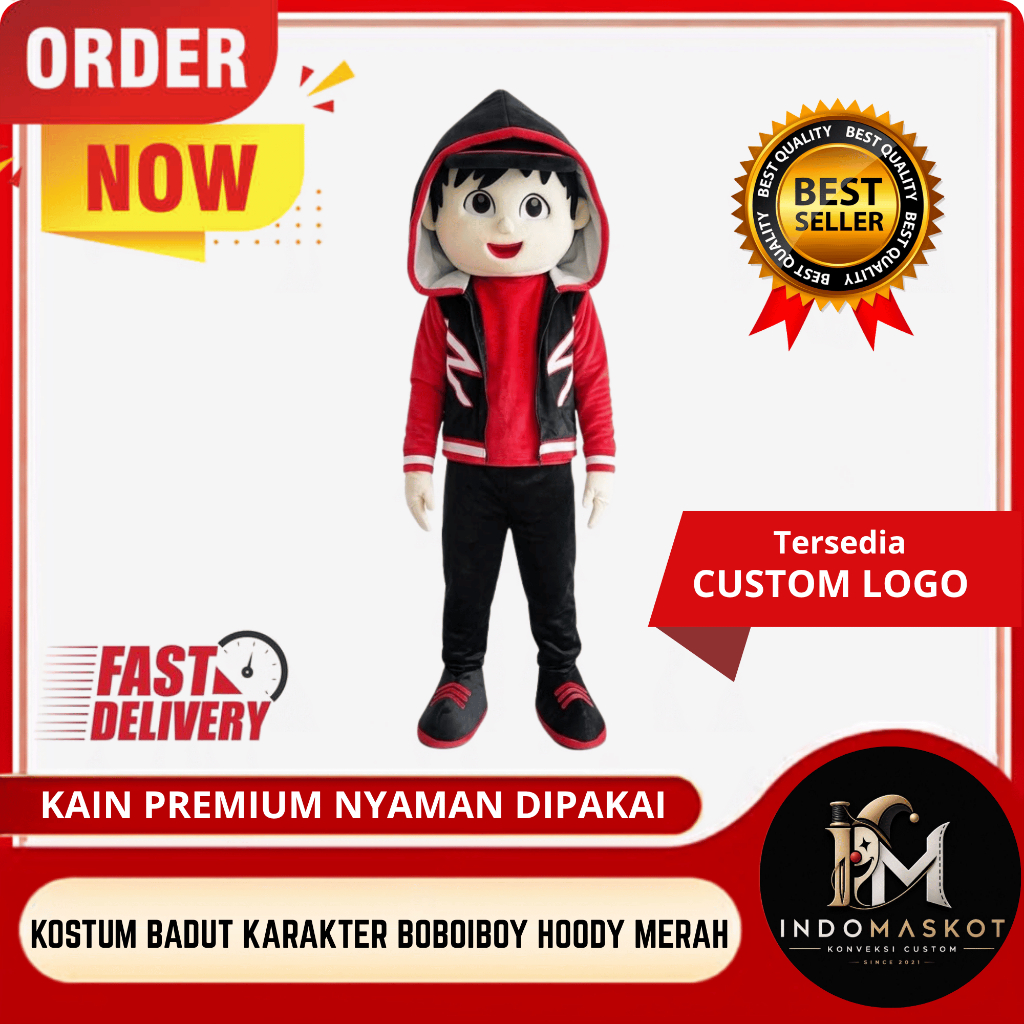 KOSTUM BADUT TERMURAH KARAKTER BOBOIBOY HODIE MERAH
