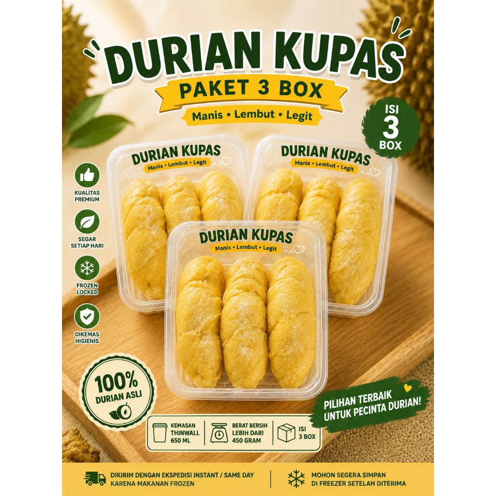Paket 3 box durian kupas