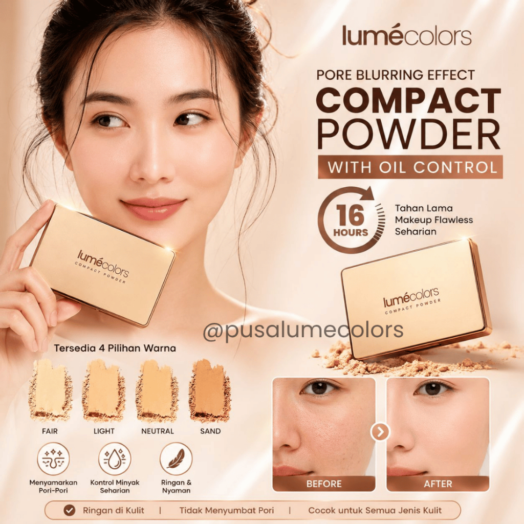 Lumecolors Compact Powder Two Way Cake Lume Lumecolor Bedak Padat Non Comedogenic Oil Control