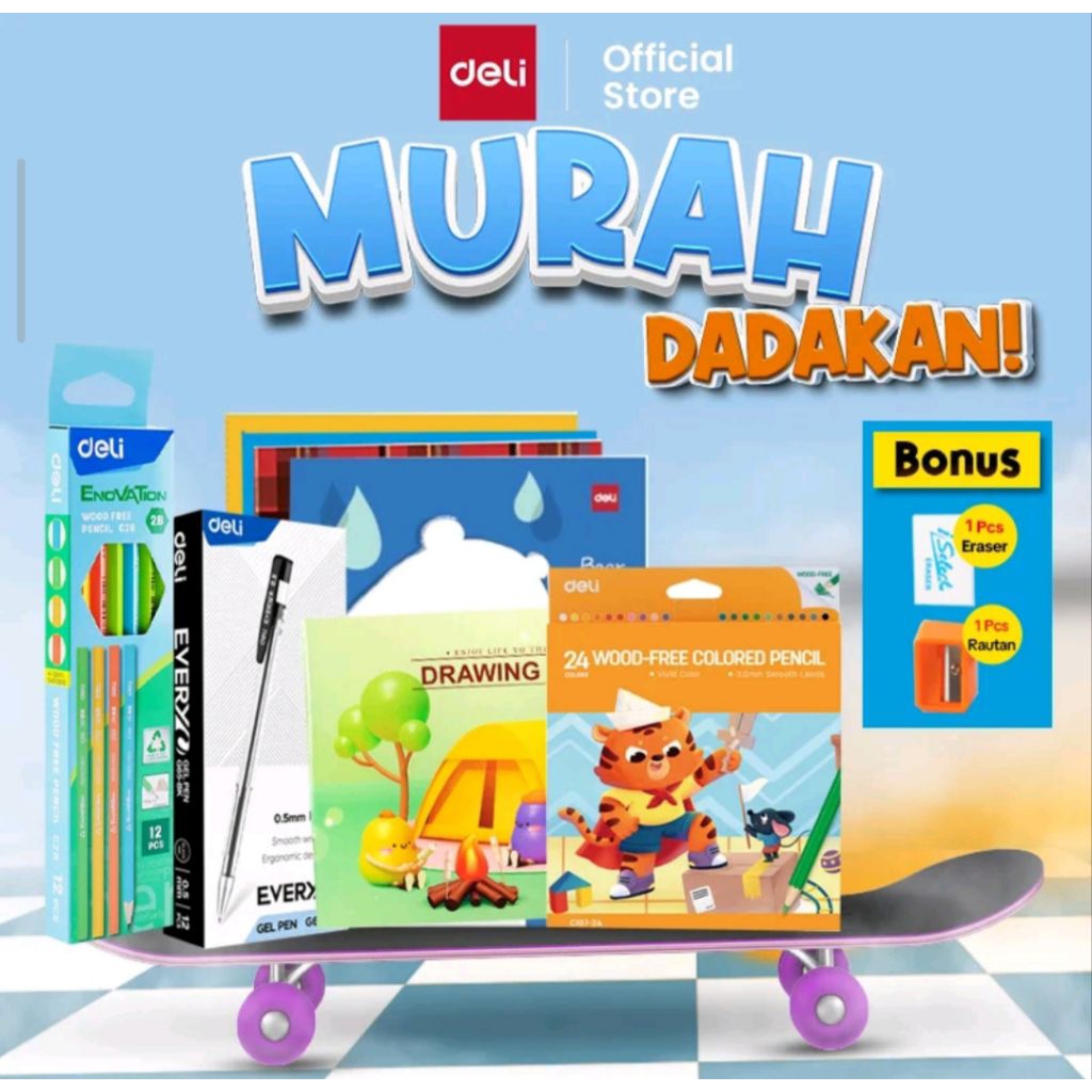 MURAH DADAKAN  Buku Tulis Sekolah A5 32 lembar Paket 10 Buku + Buku Mewarnai + Buku Gambar + Pensil 