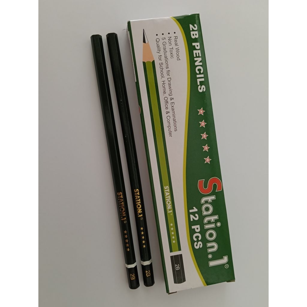 (12PCS) Pensil 2B Station / Pensil 2B Murah