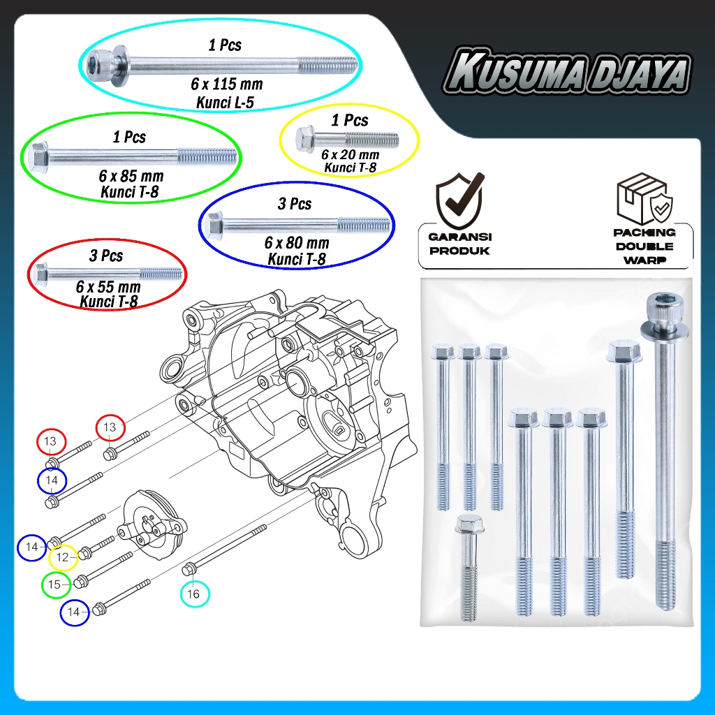 BAUD BAUT CRANKCASE/KRENGKES SET BEAT SCOOPY SPACY VARIO 110 FI 2012 - 2014