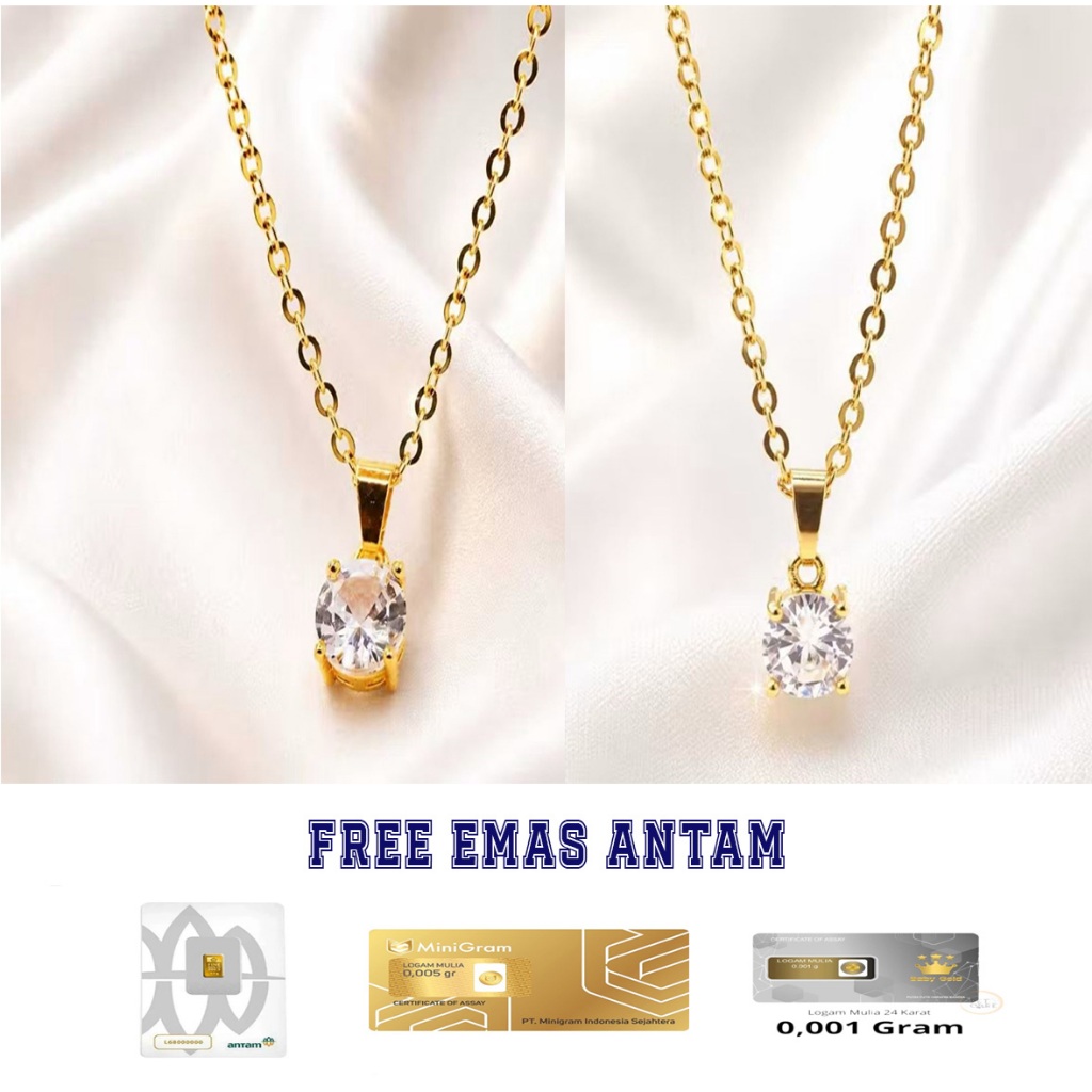 Kalung Nuri Titanium Liontin Emas Anti Karat - Tahan lama. Free Emas Antam 0.001-0.5 gr