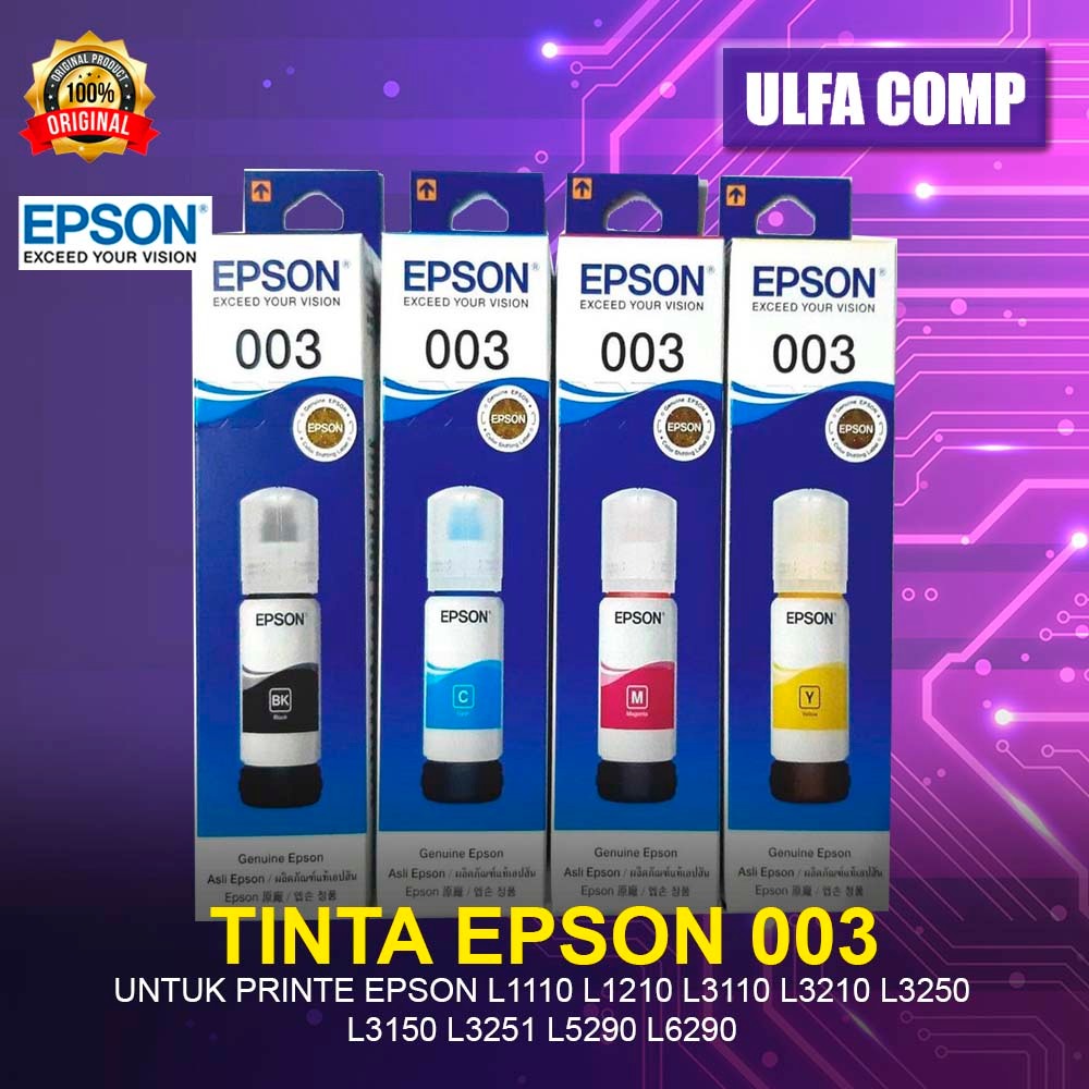 Tinta Printer Epson 003 Ecotank L1110 L1210 L3210 L3211 L3251 Original