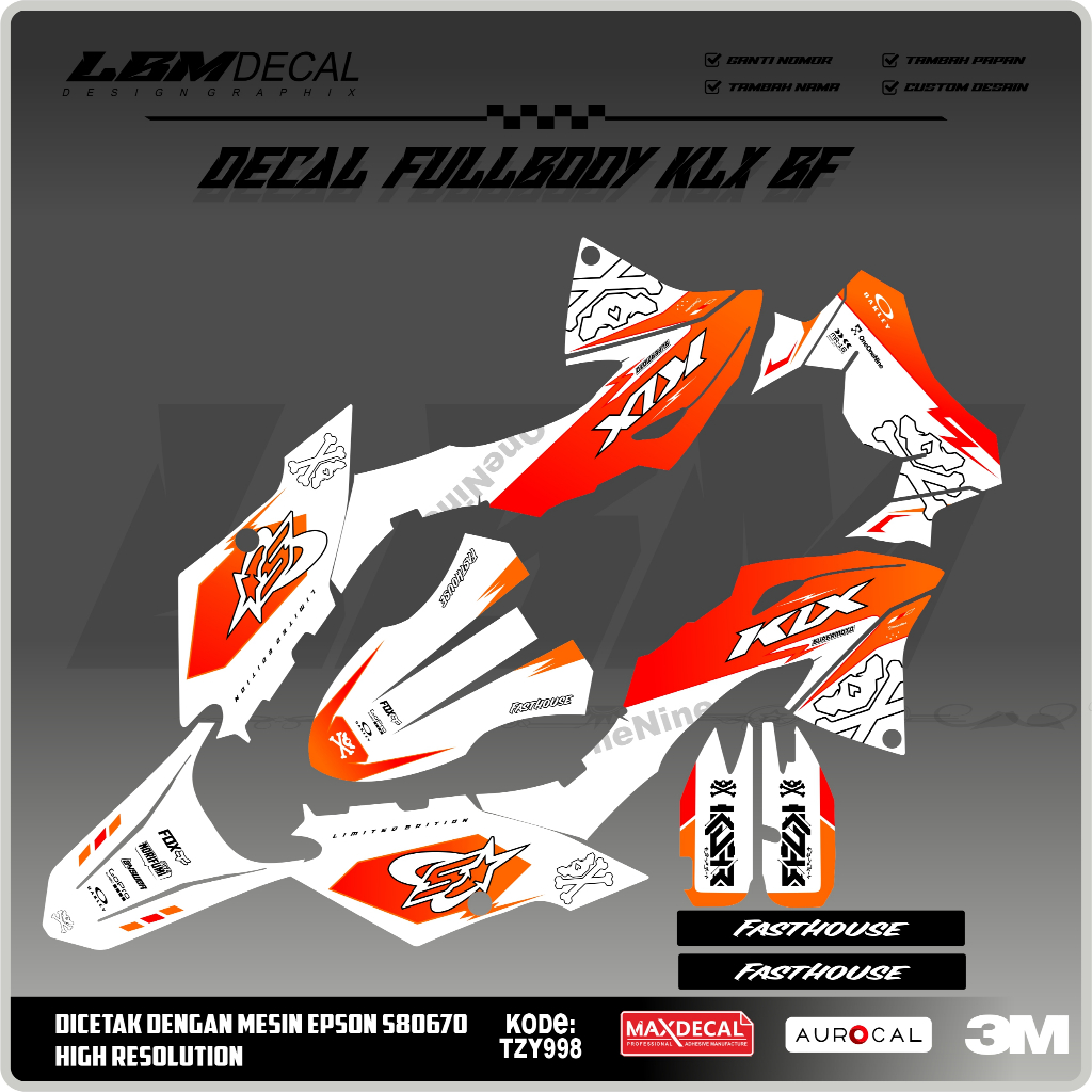 DECAL STIKER FULLBODY KLX BF FREE REQUEST NEW DESAIN TZY998