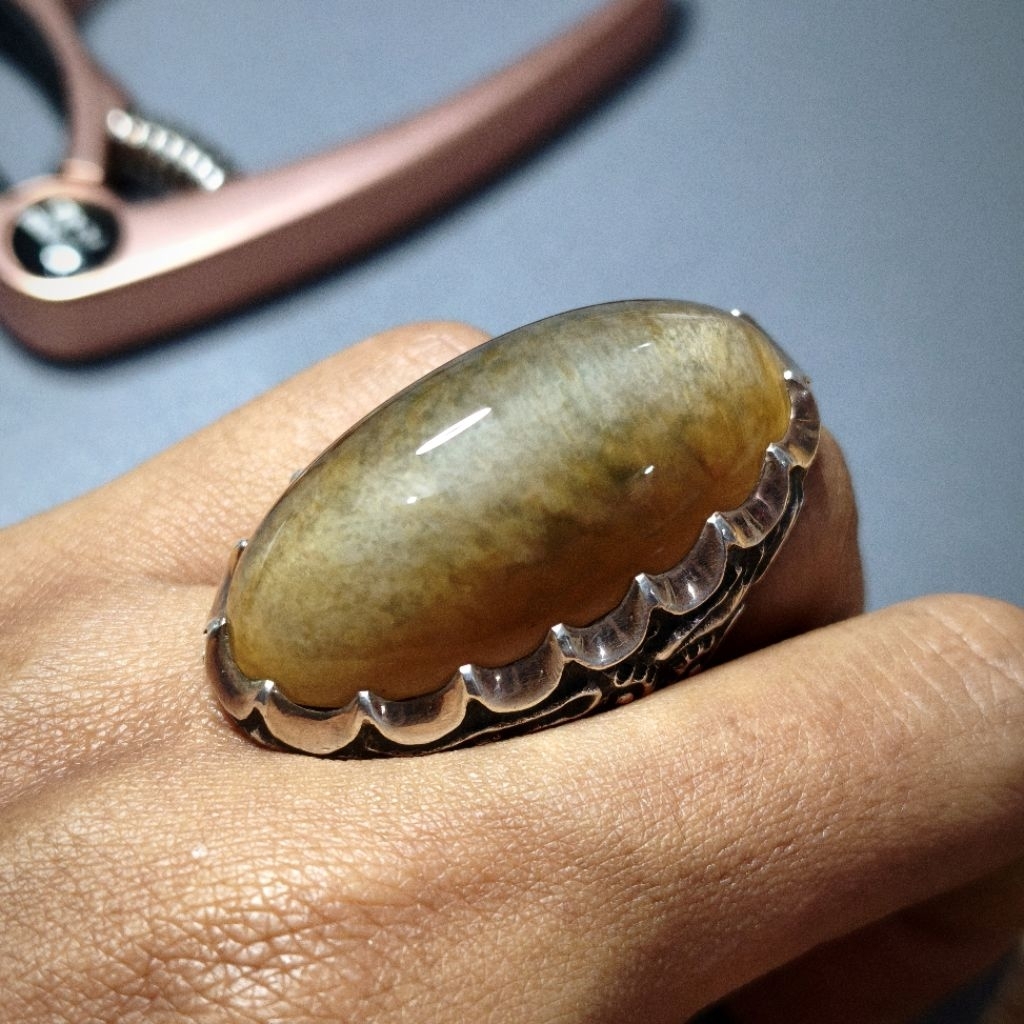 Pandan lumut lawas jumbo ring perak