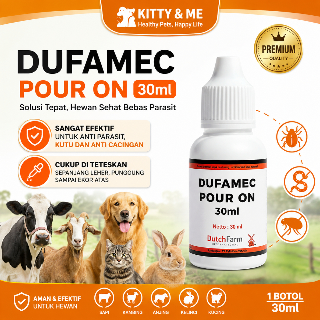 DUFAMEC POUR ON 30ml - Anti Parasit dan Anti Cacing Untuk Ternak
