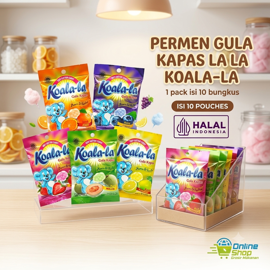 PERMEN GULA KAPAS LA LA KOALA-LA / ISI 10 SASHET / HALAL