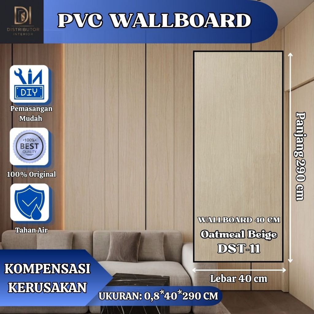 WALLBOARD PANEL PVC KAYU DINDING Papan Panel Dinding Motif Modern / 2.9x0.4 M Wallboard PVC Wallboar