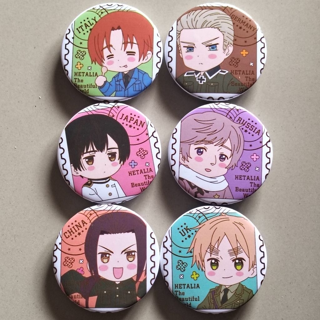 Hetalia Stamps Chibi Pins