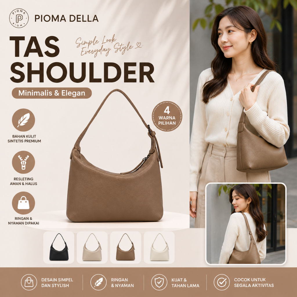 TOKOPIOMA Della Tas Shoulder bag Wanita Tas Bahu Kulit Sintetis Premium Tas Jinjing Tenteng