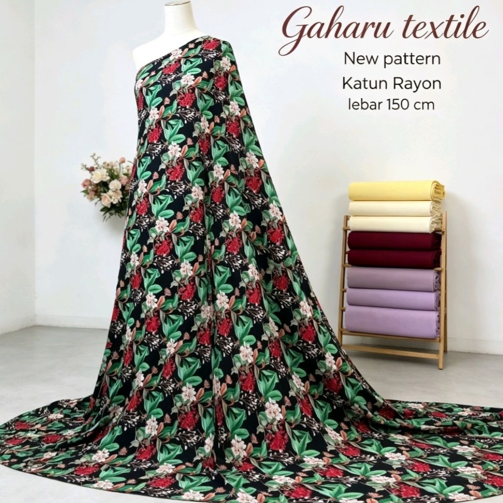 new bahan katun rayon viscose premium - rayon motif meteran (CTK)