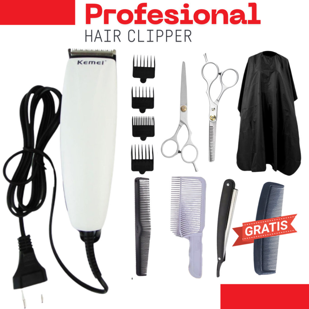 Alat Cukur Rambut Kemei Original Hair Clipper Mesin Cukur Kabel Dengan Mata Pisau baja Anti karat
