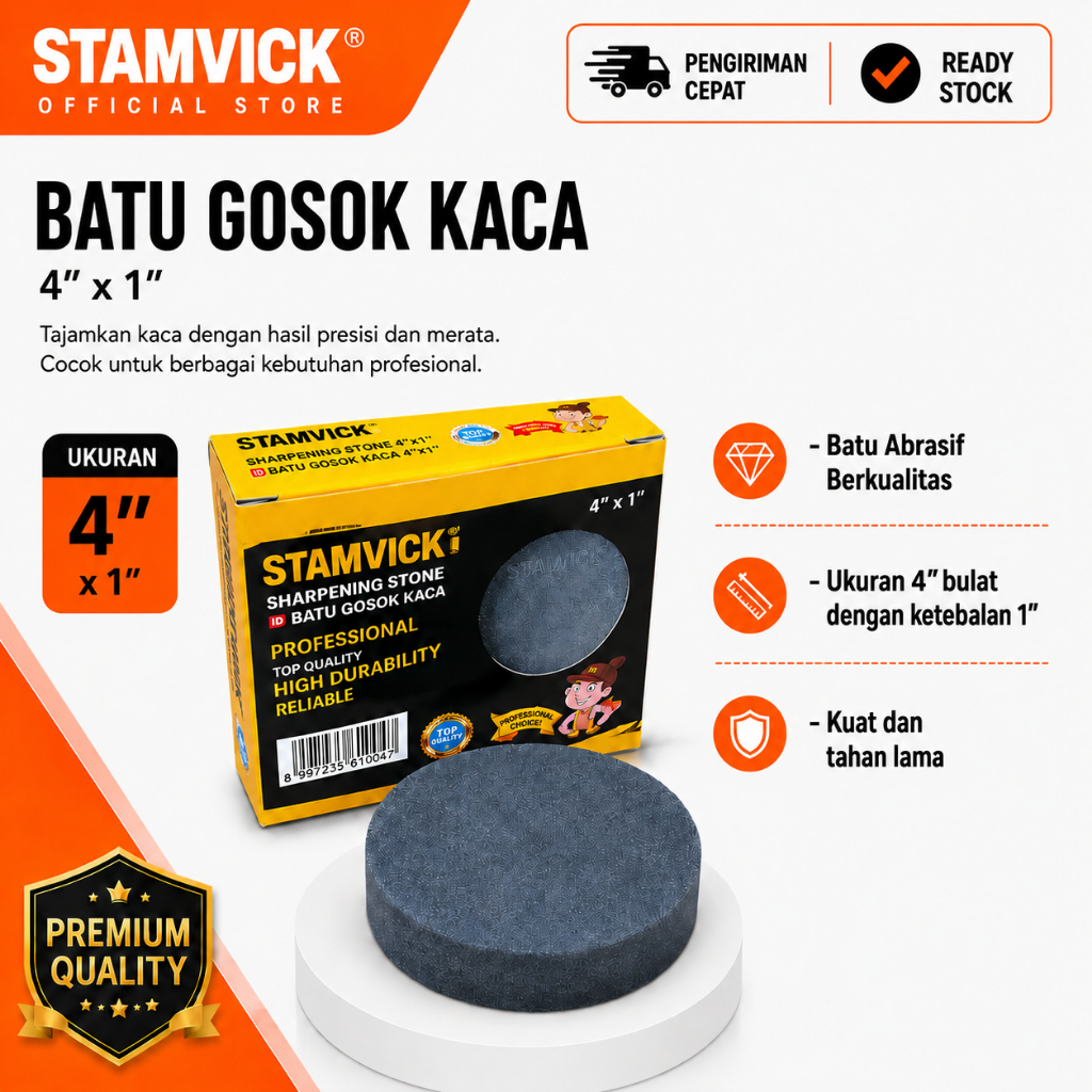 Batu Gosok Kaca 4in Stamvick / Batu Asah Kaca Bulat / Alat Pengasah / Grinding Wheel